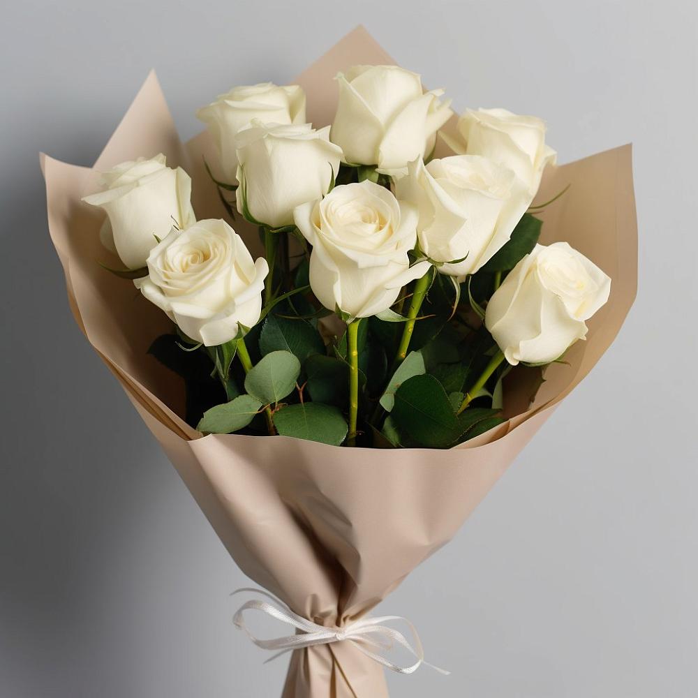 Букет 9 Белых роз Эдлесс Лав в Березнецово