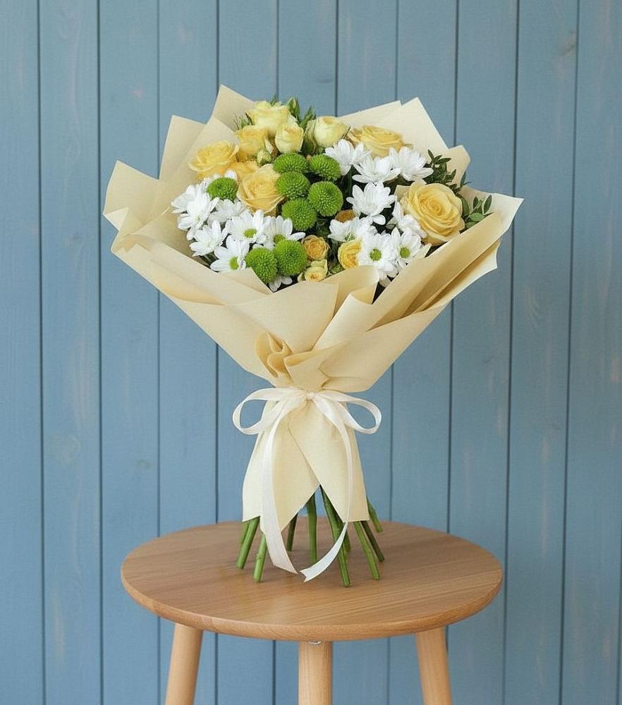 Букет цветов из: Хризантемы и Розы в Березнецово