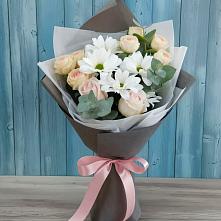 Букет цветов из:  Хризантемы и Розы в Березнецово