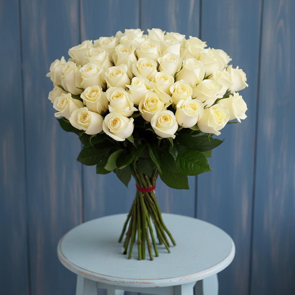 Букет 51 Белая роза Эдлесс Лав в Березнецово