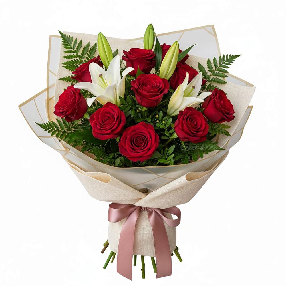 Букет цветов из: Лилии и Розы в Березнецово