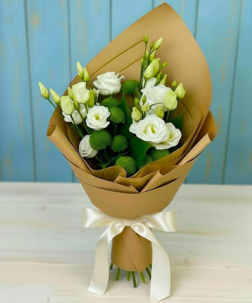 Букет цветов из: Хризантемы и Лизиантусы в Березнецово