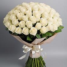Букет 101 беля роза Белоснежка в Березнецово