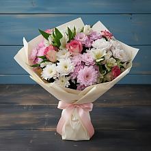 Букет цветов из:  Хризантемы, Альстромерии и Розы в Березнецово