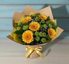 Букет цветов из:  Герберы и Хризантемы в Березнецово