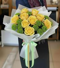 Букет цветов из:  Хризантемы и Розы в Березнецово