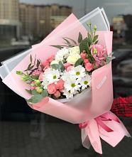 Букет цветов из:  Розы, Лизиантусы и Хризантемы в Березнецово