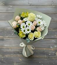 Букет цветов из:  Альстромерии, Розы и Хризантемы в Березнецово
